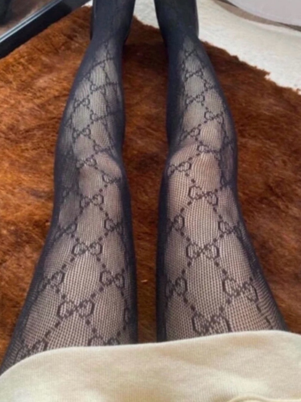 Black Patterned Sheer women luxury tights